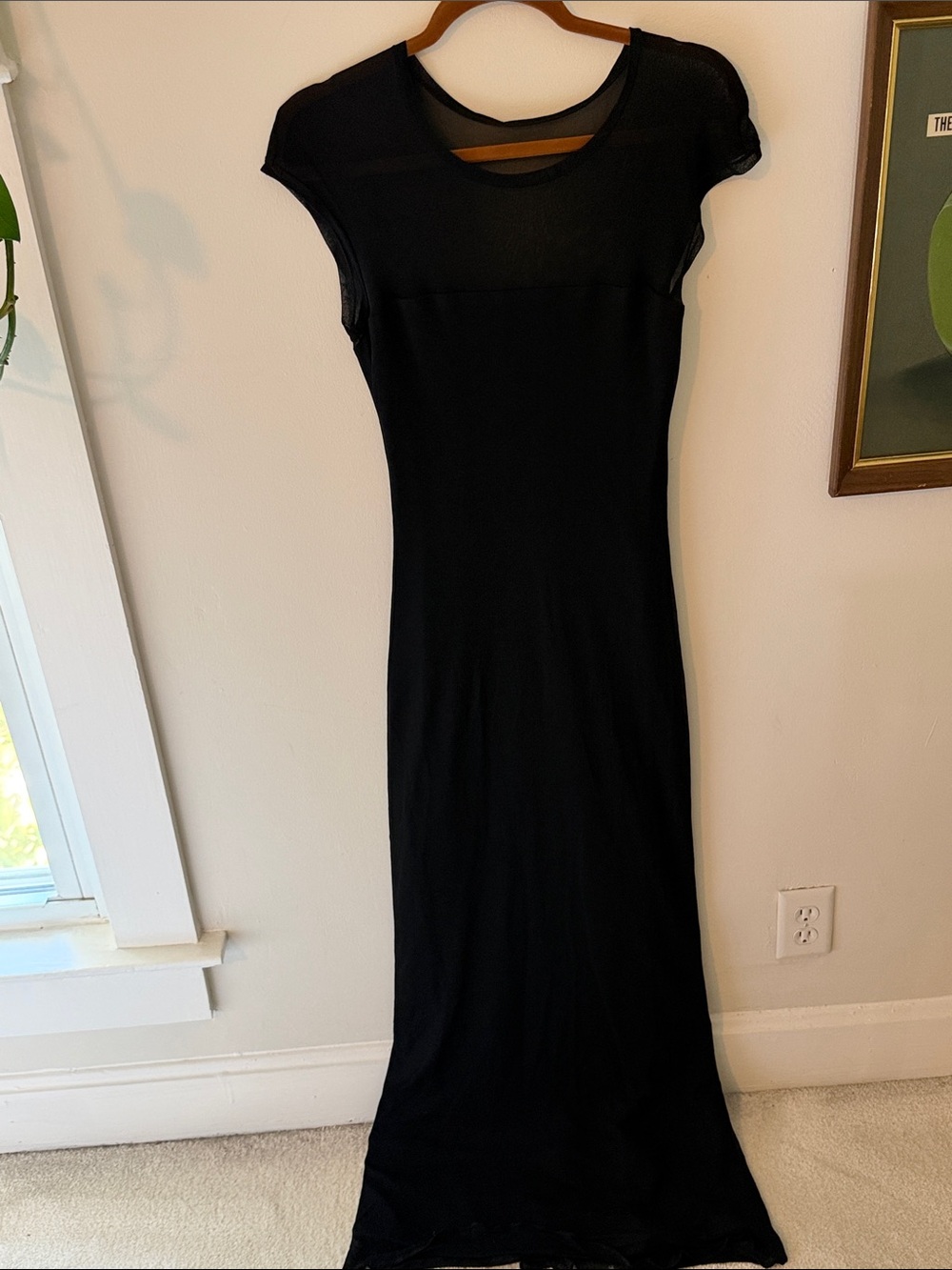 Laundry By Shelli Segal Black Cap-Sleeve Maxi Dress